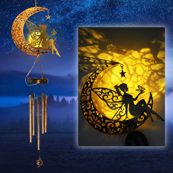 Enchanted Fairy Moon Solar Wind Chime - Perfect Garden & Patio Decor Gift